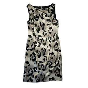 Ann Taylor Sleeveless Animal Print Silk Blend Dress Size 2